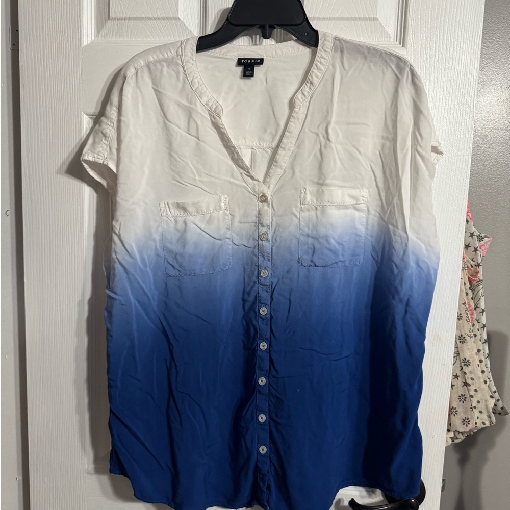 Blue and White Ombre Women's Top
